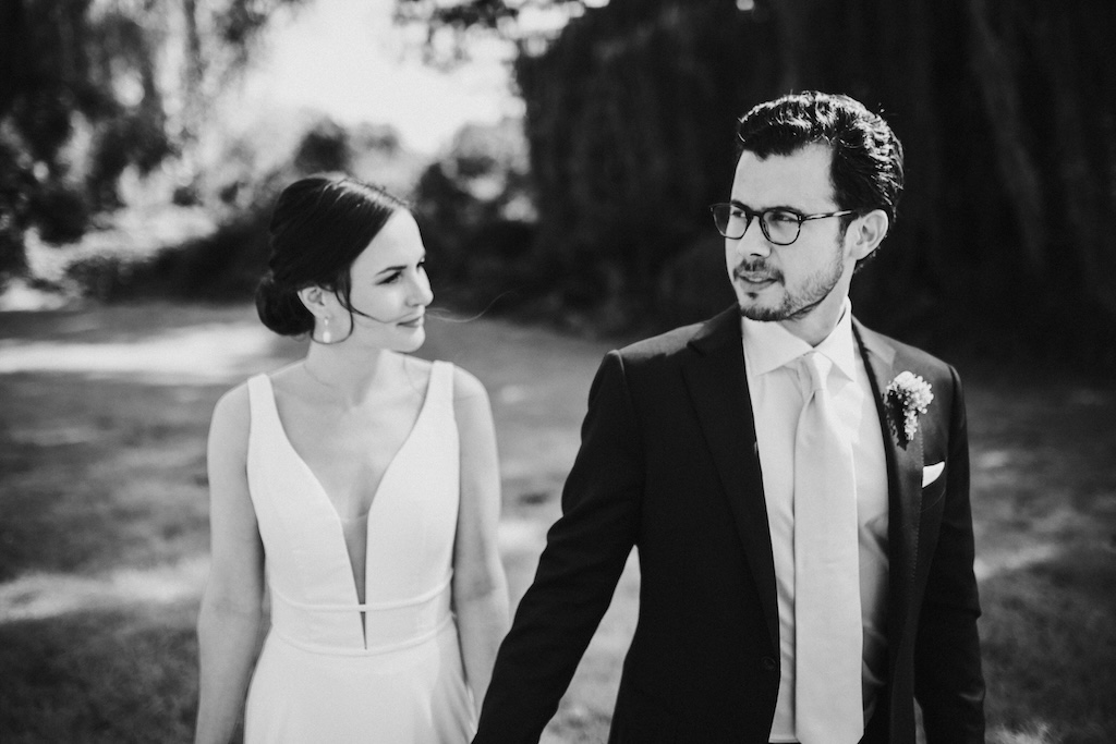 Hochzeitsfotograf Frankfurt Brautpaar Portrait in Schwarz Weiß